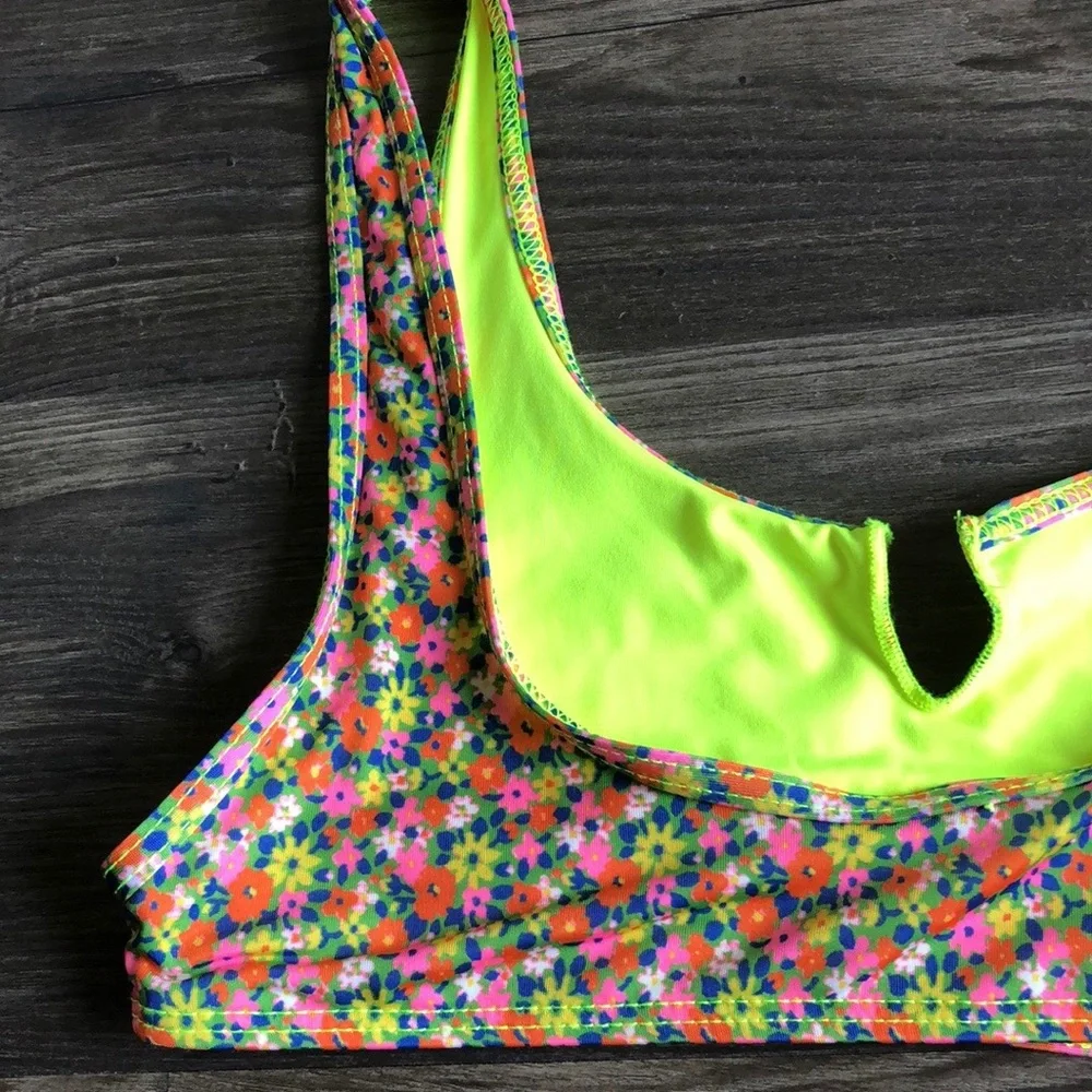 Frankie’s Bikinis Cole Cutout Bikini Top Multicolor Floral